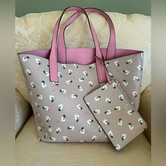 Reversible Kate Spade New York Floral Ditsy Tote With Matching Zipper Pouch NWOT - Picture 2 of 16